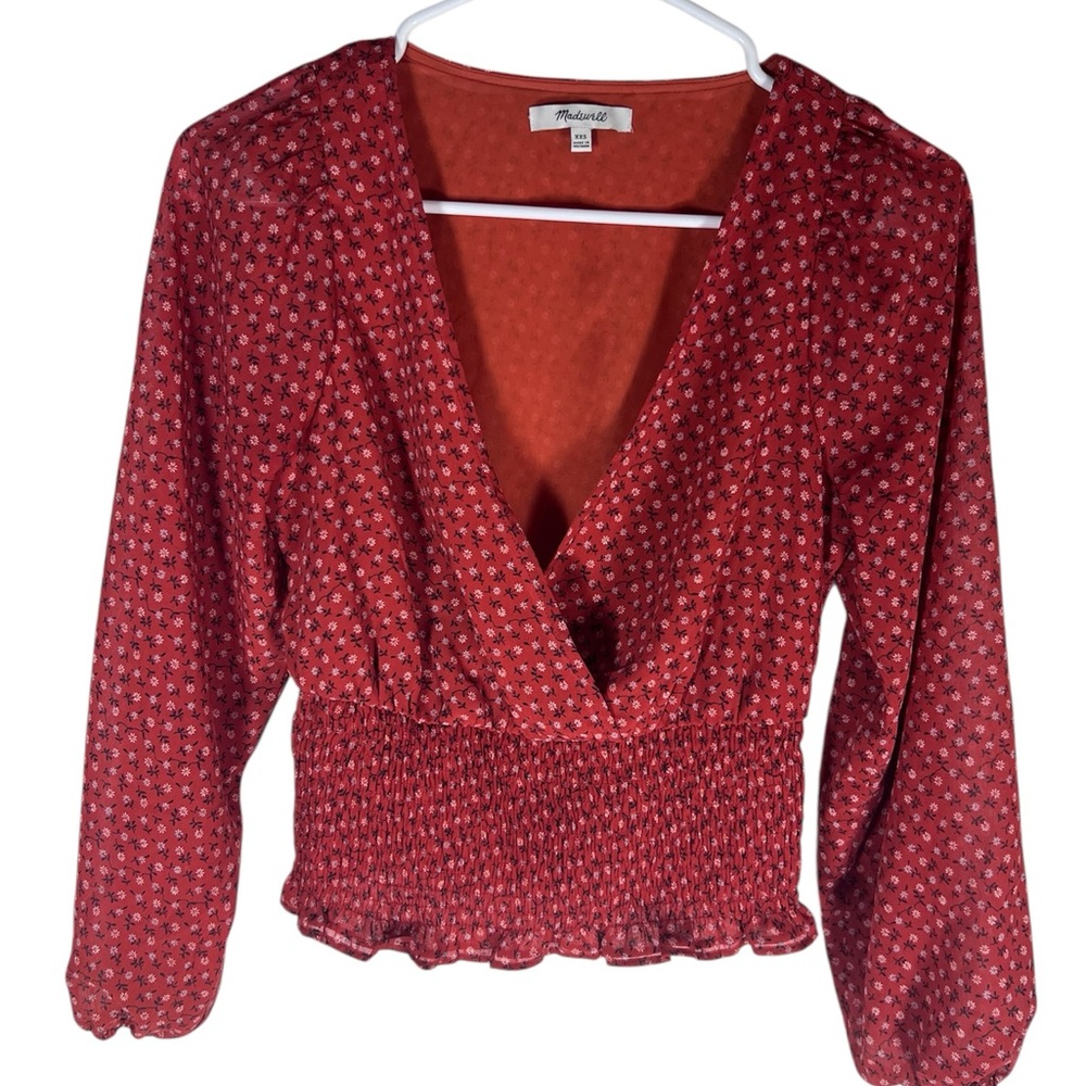 Madewell Julianne Smocked-Waist Top Size XXS